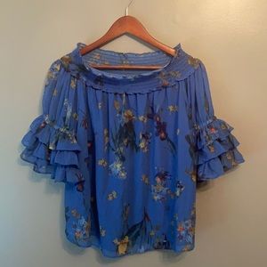 Cece Floral Off Shoulder Top Size M